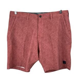 Vintage 1946 Brick Red Print Performance Outdoor Casual Hybrid Shorts 38 NWT